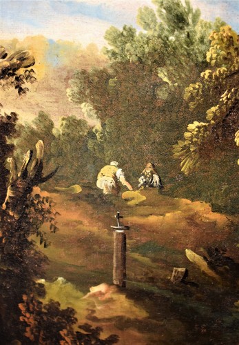 Antiquités - Paire de Paysages Italiens datés 1709 - Antonio F. Peruzzini (1643 - 1724)